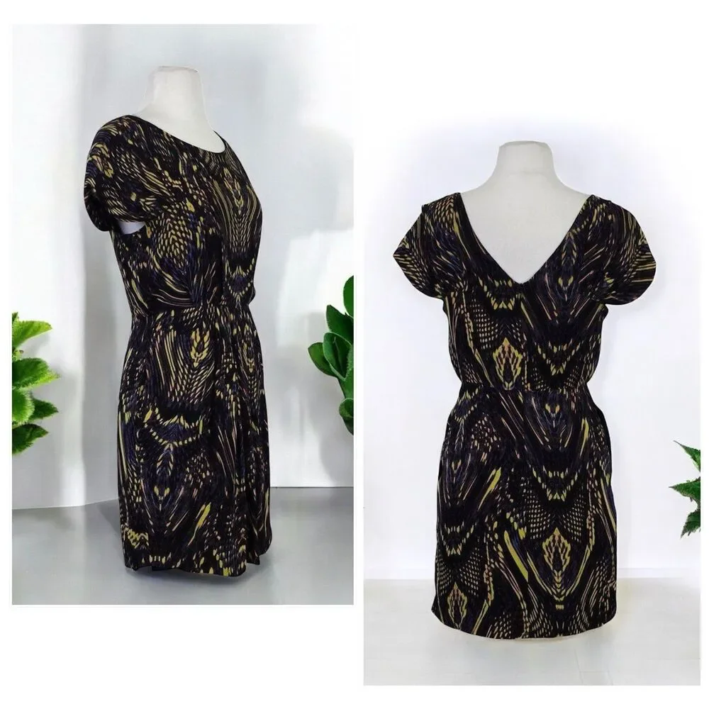 Cynthia Steffe 100% Silk Cap Sleeve Dress in Abstract Butterfly Print